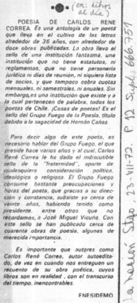 Poesía de Carlos René Correa  [artículo] Enesidemo.