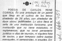 Poesía de Carlos René Correa  [artículo] Enesidemo.