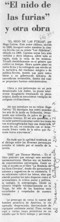 El nido de las furias" y otra obra.