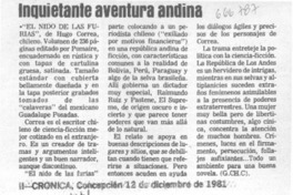 Inquietante aventura andina
