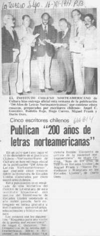 Publican "200 años de letras norteamericanas".