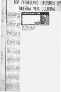 Dos expresiones diferentes en nuestra vida cultural  [artículo] Virginia Vidal.