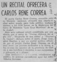 Un recital ofrecerá Carlos René Correa  [artículo]