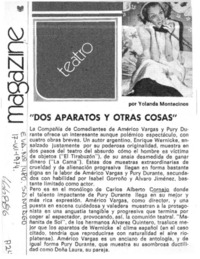 Dos aparatos y otras cosas"  [artículo] Yolanda Montecinos.