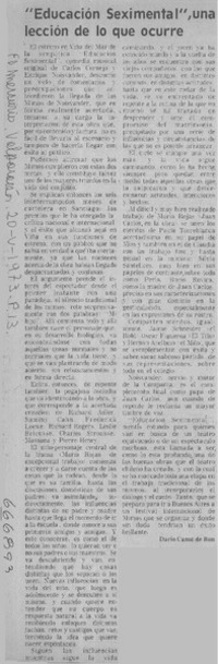 Educación seximental", una lección de lo que ocurre  [artículo] Darío Canut de Bon.