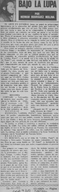 Bajo la lupa  [artículo] Hernán Rodríguez Molina.