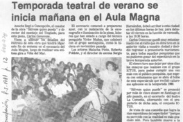 Temporada teatral de verano se inicia mañana en el Aula Magna.