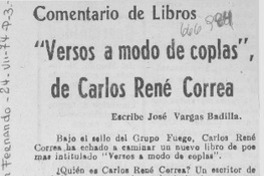 "Versos a modo de coplas", de Carlos René Correa
