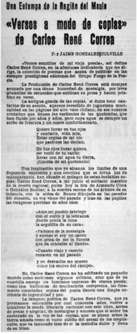 Versos a modo de coplas", de Carlos René Correa