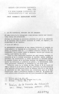 Abdón Cifuentes Espinoza 1836-1928, un educador católico de pensamiento y de acción