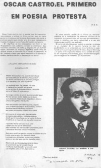 Oscar Castro, el primero en poesía protesta