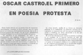 Oscar Castro, el primero en poesía protesta