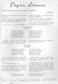 Oscar Castro, profesor, poeta y escritor