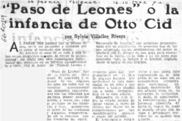 Paso de leones" o la infancia de Otto Cid  [artículo] Sylvia Villaflor Rivera.