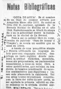 Gota de agua"  [artículo] Edilberto Domarchi.