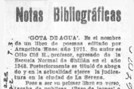 Gota de agua"  [artículo] Edilberto Domarchi.