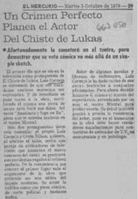 Un crimen perfecto planea el actor del chiste de Lukas.  [artículo]