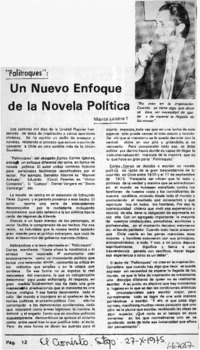 Un Nuevo enfoque de la novela política  [artículo] Marisa Latorre T.