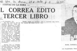 Raúl Correa edito su tercer libro.  [artículo]