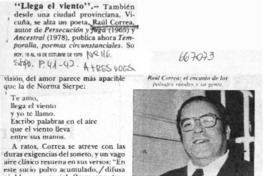 Llega el viento".  [artículo]