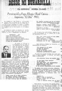 Persecución y fuga, elegía  [artículo] Gustavo Rivera Flores.