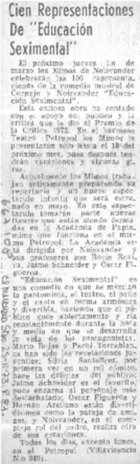Cien representaciones de "Educación seximental".  [artículo]