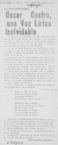 Oscar Castro, una voz lírica inolvidable