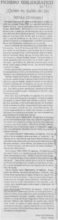 ¿Quién es quién en la letras chilenas?