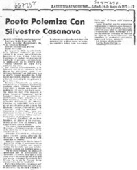 Poeta polemiza con Silvestre Casanova  [artículo] Carlos René Correa.
