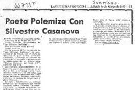 Poeta polemiza con Silvestre Casanova  [artículo] Carlos René Correa.