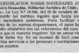 Nueva legislación sobre sociedades anónimas.