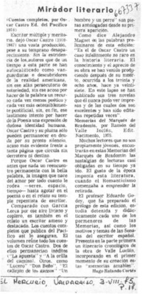 Mirador literario  [artículo] Hugo Rolando Cortés.