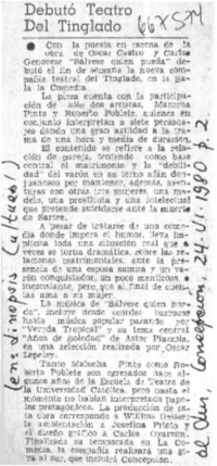 Debutó teatro del tinglado.  [artículo]