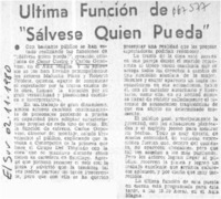 Ultima función de "Sálvese quien pueda".  [artículo]