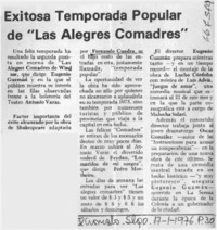 Exitosa temporada popular de "Las alegres comadres".  [artículo]