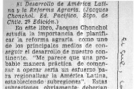Desarrollo en América Latina y la reforma agraria.  [artículo]