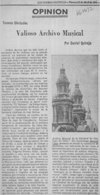 Valioso archivo musical  [artículo] Daniel Quiroga.