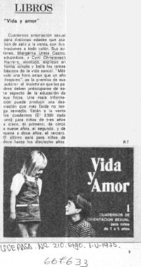 Vida y amor"  [artículo] R. T.