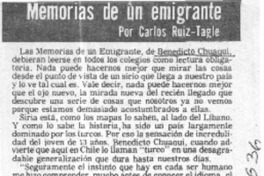 Memorias de un emigrante  [artículo] Carlos Ruiz-Tagle.