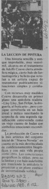 La lección de pintura  [artículo] Riegel.