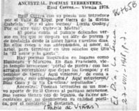 Ancestral. Poemas terrestres  [artículo] Pablo de Viñas.