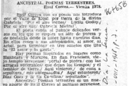 Ancestral. Poemas terrestres  [artículo] Pablo de Viñas.
