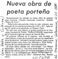 Nueva obra de poeta porteño.  [artículo]