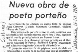 Nueva obra de poeta porteño.  [artículo]