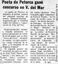 Poeta de Petorca ganó concurso en V. del Mar.  [artículo]