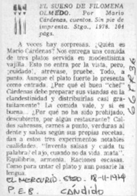 El sueño de Filomena Olmedo  [artículo] Cándido.