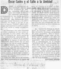 Oscar Castro y el culto a la amistad