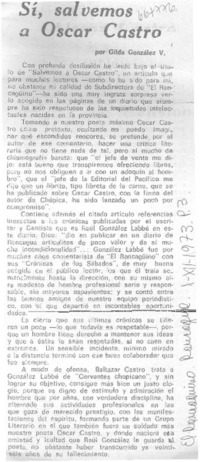 Sí, salvemos a Oscar Castro
