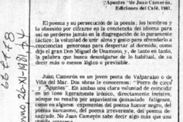 Apuntes" de Juan Cameron  [artículo] Juan Antonio Massone.