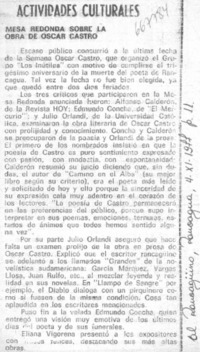 Mesa redonda sobre la obra de Oscar Castro.
